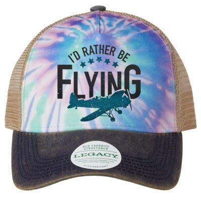 Id Rather Be Flying Retro Airplane Funny Aviation Pilot Gift Cute Gift Legacy Tie Dye Trucker Hat