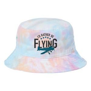 Id Rather Be Flying Retro Airplane Funny Aviation Pilot Gift Cute Gift Tie Dye Newport Bucket Hat