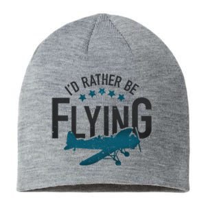 Id Rather Be Flying Retro Airplane Funny Aviation Pilot Gift Cute Gift Sustainable Beanie