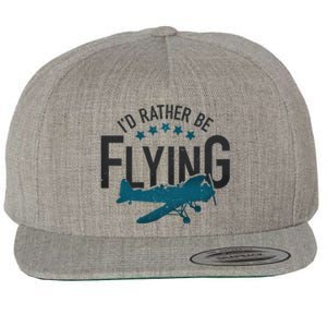 Id Rather Be Flying Retro Airplane Funny Aviation Pilot Gift Cute Gift Wool Snapback Cap