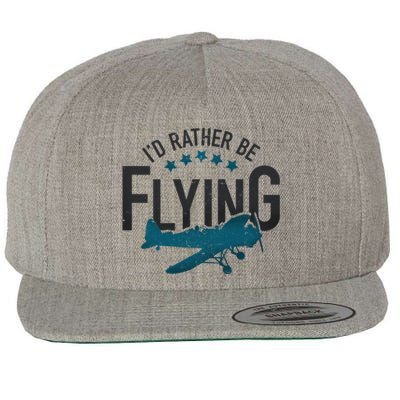 Id Rather Be Flying Retro Airplane Funny Aviation Pilot Gift Cute Gift Wool Snapback Cap