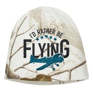 Id Rather Be Flying Retro Airplane Funny Aviation Pilot Gift Cute Gift Kati - Camo Knit Beanie