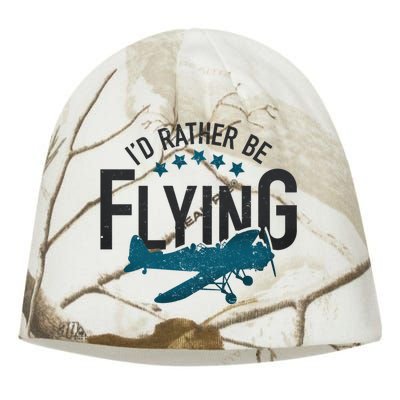 Id Rather Be Flying Retro Airplane Funny Aviation Pilot Gift Cute Gift Kati - Camo Knit Beanie