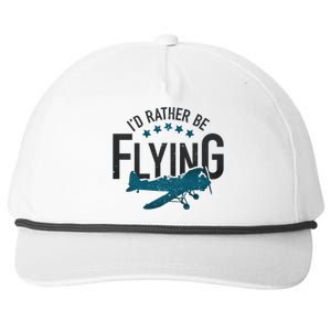 Id Rather Be Flying Retro Airplane Funny Aviation Pilot Gift Cute Gift Snapback Five-Panel Rope Hat