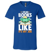 I Read Books Like Its My Job Funny Book Lover Librarian Gift V-Neck T-Shirt