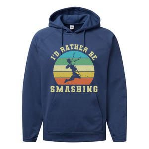 Id Rather Be Smashing Badminton Shuttlecock Gift Performance Fleece Hoodie