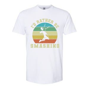 Id Rather Be Smashing Badminton Shuttlecock Gift Softstyle CVC T-Shirt