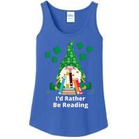 I'd Rather Be Reading Funny St Patrick Day Gnome Book Lover Gift Ladies Essential Tank