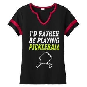 I'd Rather Be Playing Pickleball Funny Pickleball Ladies Halftime Notch Neck Tee