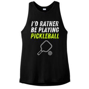 I'd Rather Be Playing Pickleball Funny Pickleball Ladies PosiCharge Tri-Blend Wicking Tank