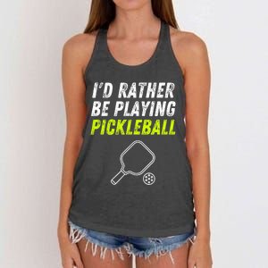 I'd Rather Be Playing Pickleball Funny Pickleball Women's Knotted Racerback Tank