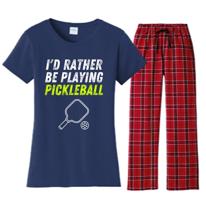 I'd Rather Be Playing Pickleball Funny Pickleball Women's Flannel Pajama Set