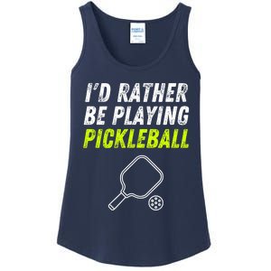 I'd Rather Be Playing Pickleball Funny Pickleball Ladies Essential Tank