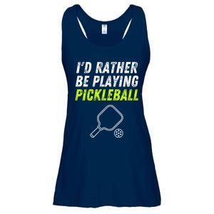 I'd Rather Be Playing Pickleball Funny Pickleball Ladies Essential Flowy Tank