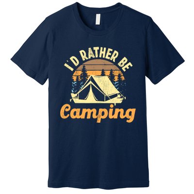 ID Rather Be Camping Tent Retro Vintage Premium T-Shirt