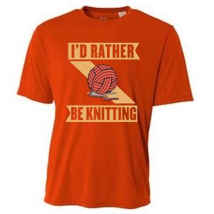 I'd Rather Be Knitting Yarn Lover Crocheting Crafting Sewing Gift Cooling Performance Crew T-Shirt