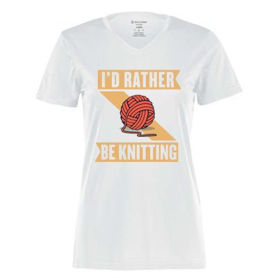 I'd Rather Be Knitting Yarn Lover Crocheting Crafting Sewing Gift Women's Momentum V-Neck T-Shirt