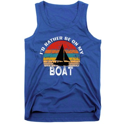 Id Rather Be On My Boat Funny Sailing Vintage Tank Top