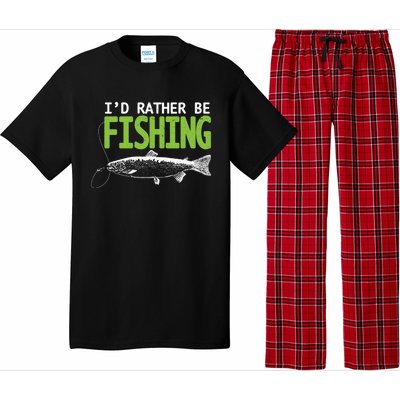 I'd Rather Be Fishing Gift Funny Gift Trout And Salmon Fishing Lovers Pajama Set