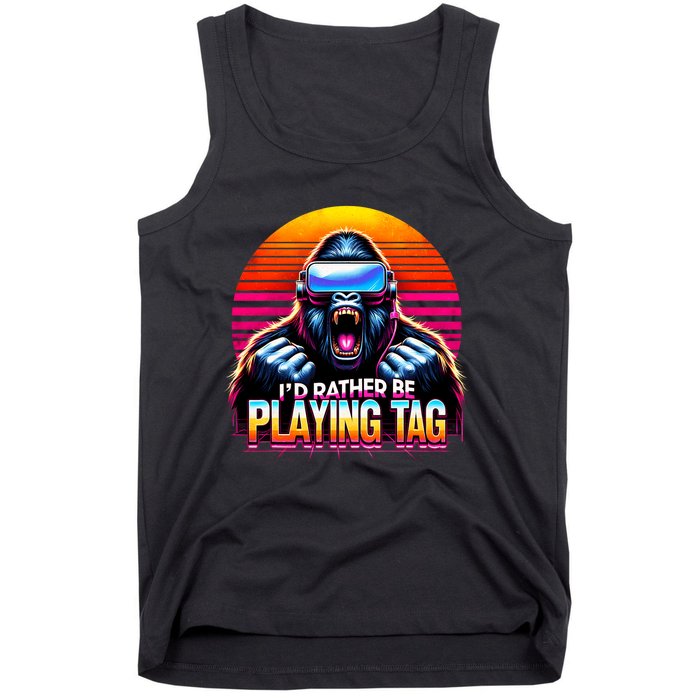 I’D Rather Be Playing Tag Funny Gorilla Meme Vr Gamer Gear Tank Top