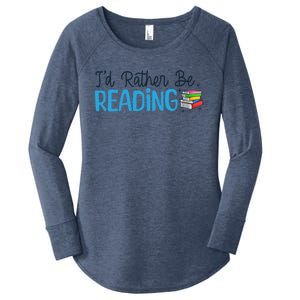 Id Rather Be Reading Cute Book Reader Saying Bookworm Quote Meaningful Gift Women's Perfect Tri Tunic Long Sleeve Shirt