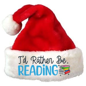 Id Rather Be Reading Cute Book Reader Saying Bookworm Quote Meaningful Gift Premium Christmas Santa Hat