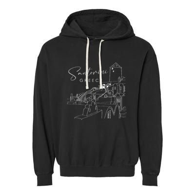 ID Rather Be In Santorini Greece Vintage Greek Islands Garment-Dyed Fleece Hoodie