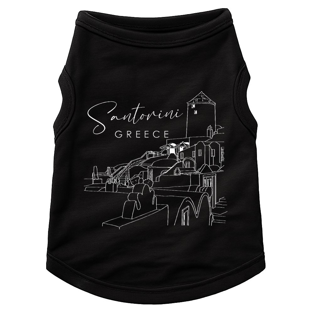 ID Rather Be In Santorini Greece Vintage Greek Islands Doggie Tank