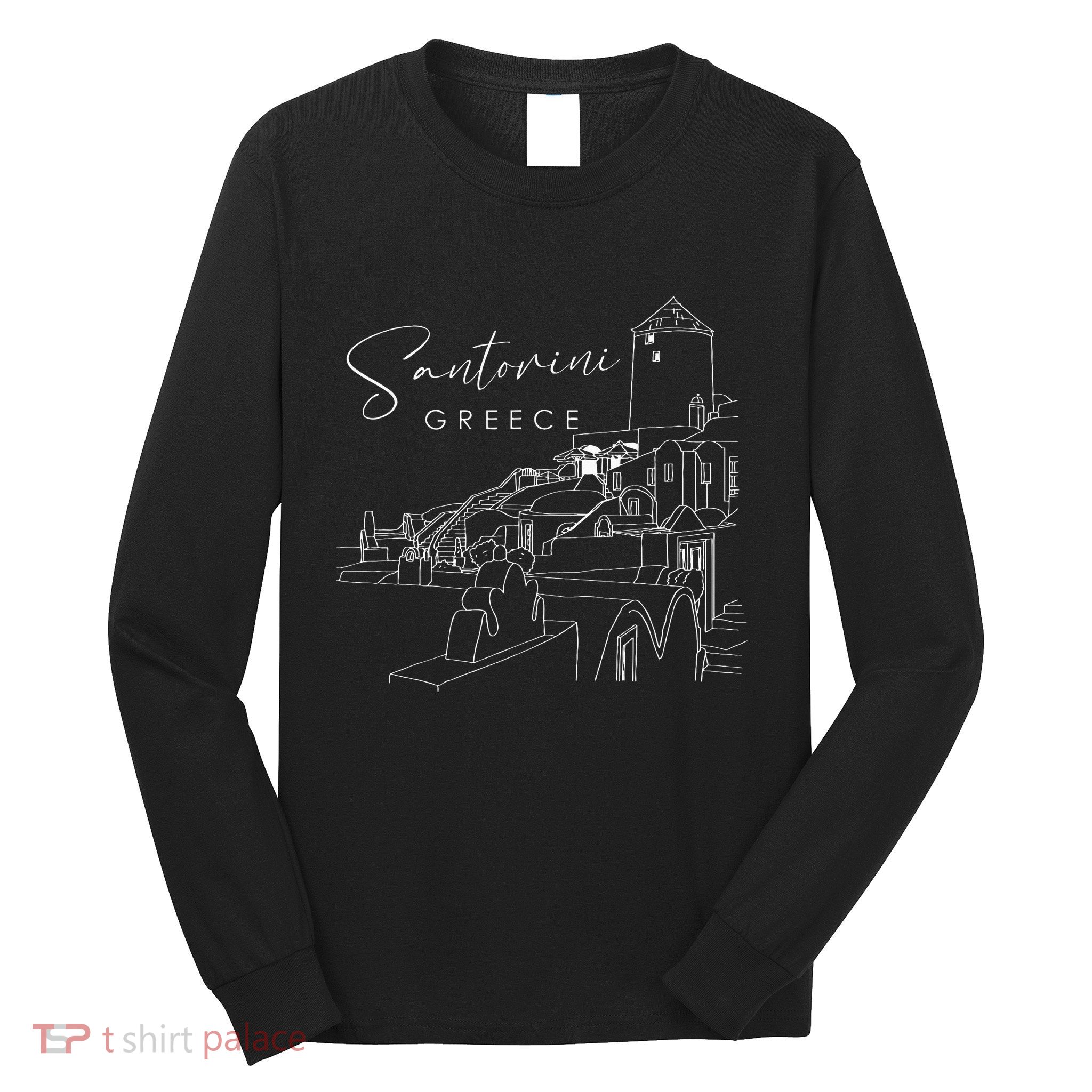 ID Rather Be In Santorini Greece Vintage Greek Islands Long Sleeve Shirt