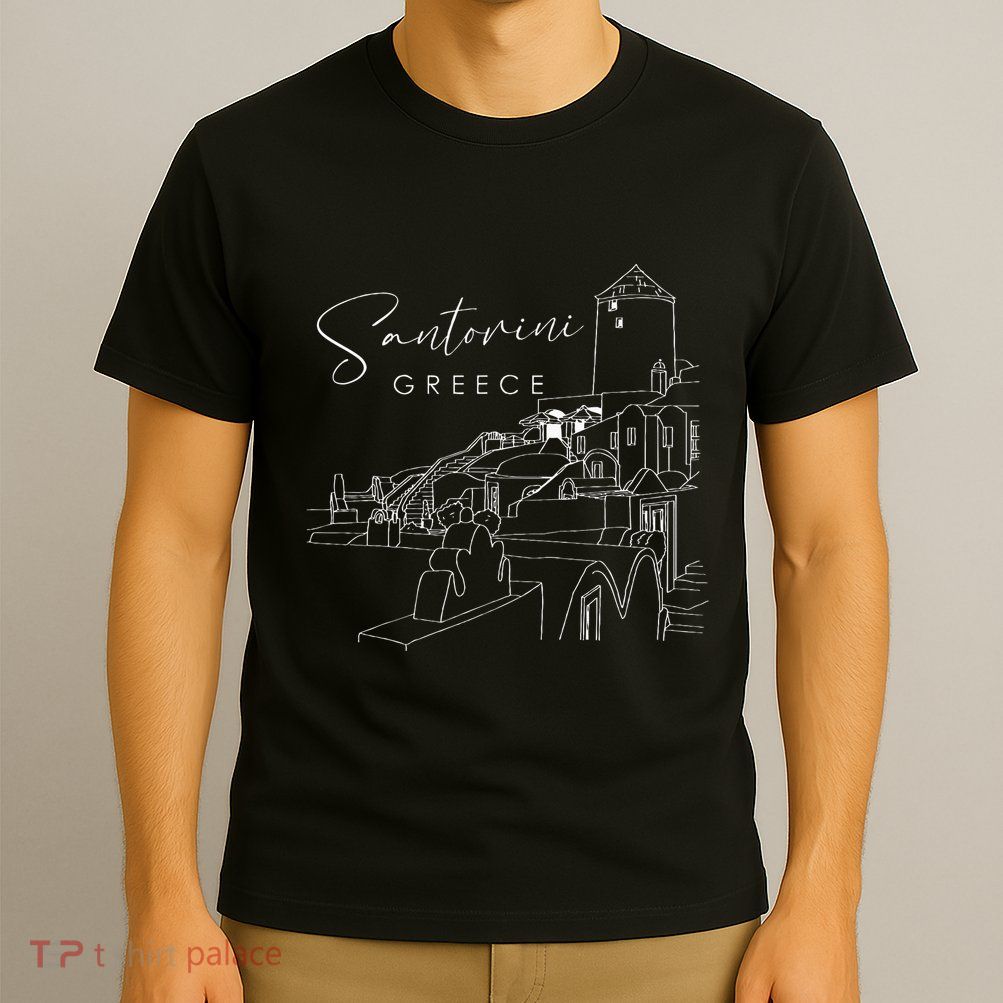 ID Rather Be In Santorini Greece Vintage Greek Islands T-Shirt