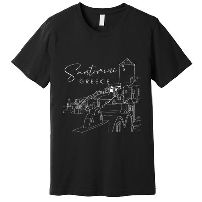 ID Rather Be In Santorini Greece Vintage Greek Islands Premium T-Shirt