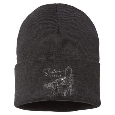 ID Rather Be In Santorini Greece Vintage Greek Islands Sustainable Knit Beanie