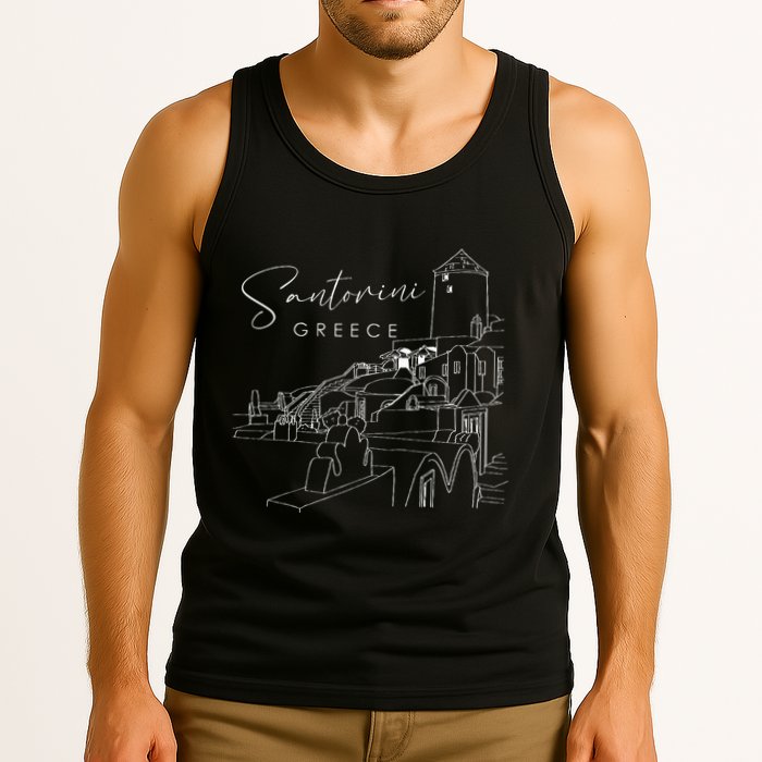 ID Rather Be In Santorini Greece Vintage Greek Islands Tank Top