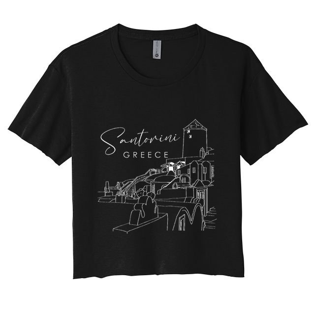 ID Rather Be In Santorini Greece Vintage Greek Islands Crop Top