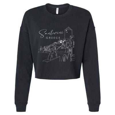 ID Rather Be In Santorini Greece Vintage Greek Islands Cropped Pullover Crew