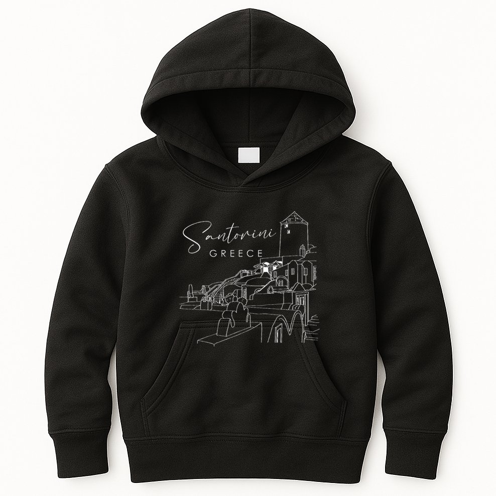ID Rather Be In Santorini Greece Vintage Greek Islands Kids Hoodie
