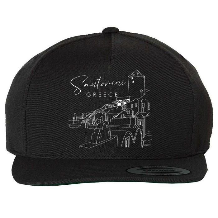 ID Rather Be In Santorini Greece Vintage Greek Islands Wool Snapback Cap