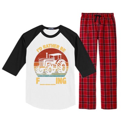 ID Rather Be Farming Funny Farmer Joke Farmer Tractor Raglan Sleeve Pajama Set