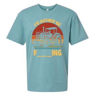 ID Rather Be Farming Funny Farmer Joke Farmer Tractor Sueded Cloud Jersey T-Shirt