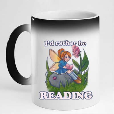 Id Rather Be Reading Cute Library Gift 11oz Black Color Changing Mug