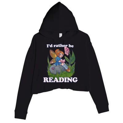 Id Rather Be Reading Cute Library Gift Crop Fleece Hoodie