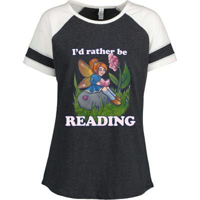 Id Rather Be Reading Cute Library Gift Enza Ladies Jersey Colorblock Tee