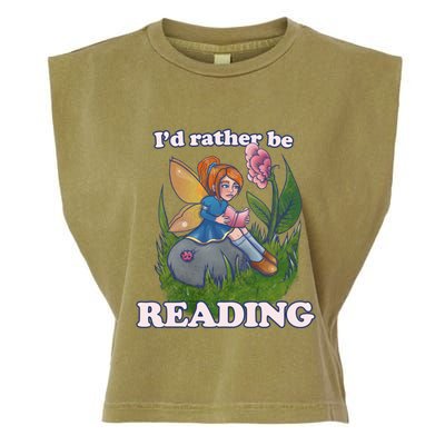 Id Rather Be Reading Cute Library Gift Garment-Dyed Women's Muscle Tee