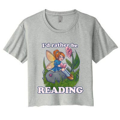 Id Rather Be Reading Cute Library Gift Women's Crop Top Tee