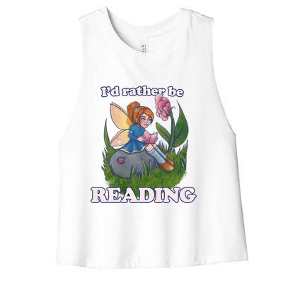 Id Rather Be Reading Cute Library Gift Women's Racerback Cropped Tank