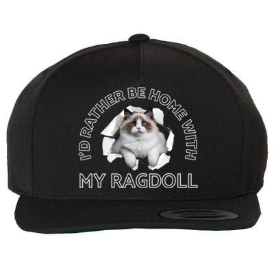 I'd Rather Be Home With My Himalayan Ragdoll Bir Cat Mom Cute Gift Wool Snapback Cap