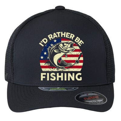 ID Rather Be Fishing Funny Fisherman Flexfit Unipanel Trucker Cap