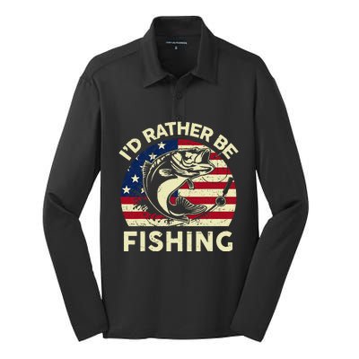 ID Rather Be Fishing Funny Fisherman Silk Touch Performance Long Sleeve Polo