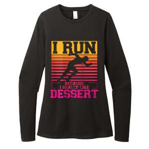 I Run Because I Like Dessert Marathons BackprintRunning Womens CVC Long Sleeve Shirt