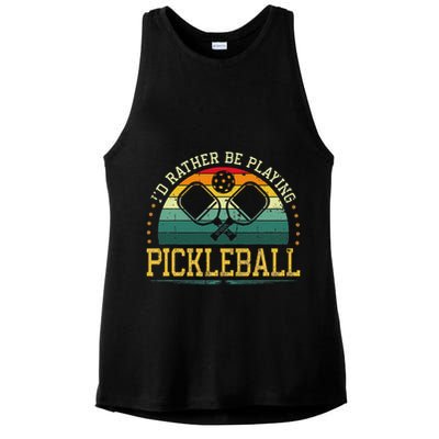 I'd Rather Be Playing Pickleball Player Ladies PosiCharge Tri-Blend Wicking Tank
